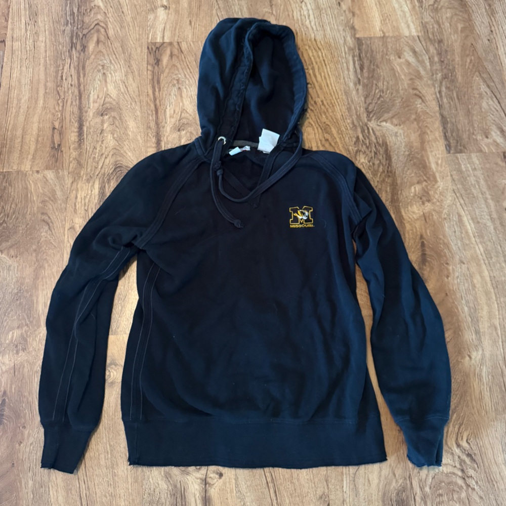 Women’s Antigua Black Sweatshirt with Gold Mizzou Logo